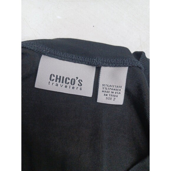 CHICO'S Travelers Black V Neck Short Sleeve Pullover Top 2 / L - Picture 8 of 9